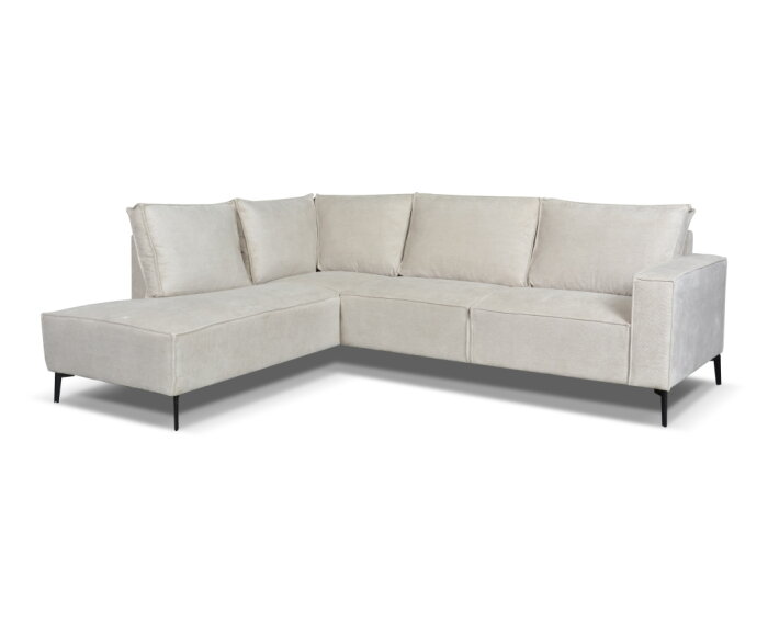 Hoekbank Valenzo Licht Beige - Memphis 4 &ndash; Ottomane links &ndash; 265x210 cm