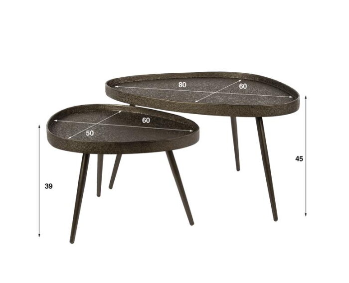 Salontafel Contour driehoekig set/2 - Brons liquid metal