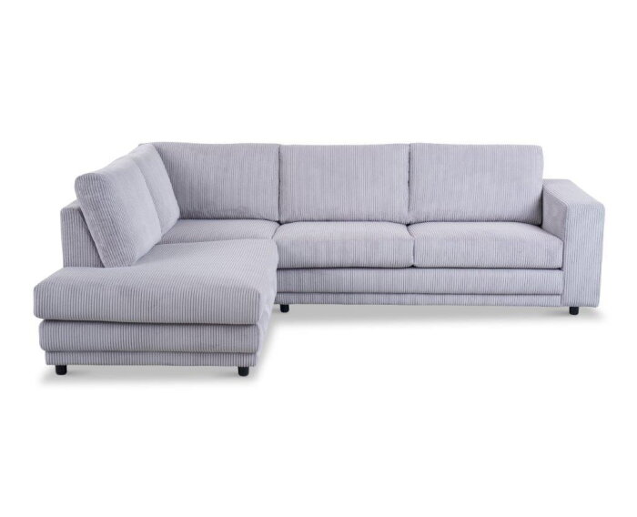 Hoekbank Livaro Beige - Zoom 19 Ribstof &ndash; Ottomane Links &ndash; 261x204 cm