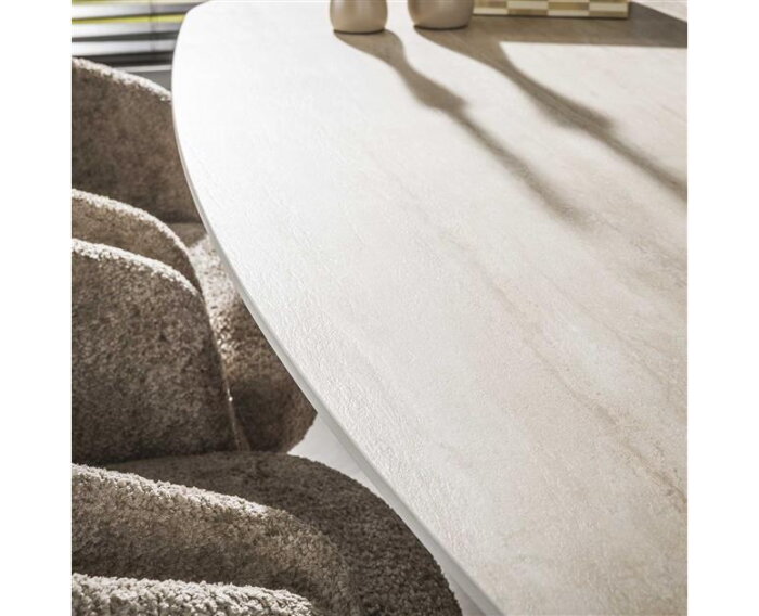 Eettafel 215 centre Romano - Ceramic 3D Travertine