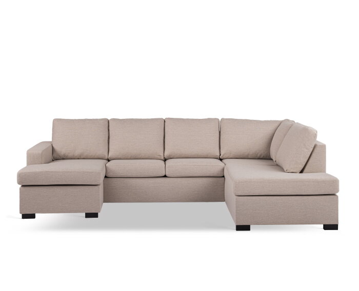 U-bank Eleven rechts By-Olaf – Stof Inari 22 Beige – Ruime 3-zits met extra loungegedeelte – 285 x 199 cm