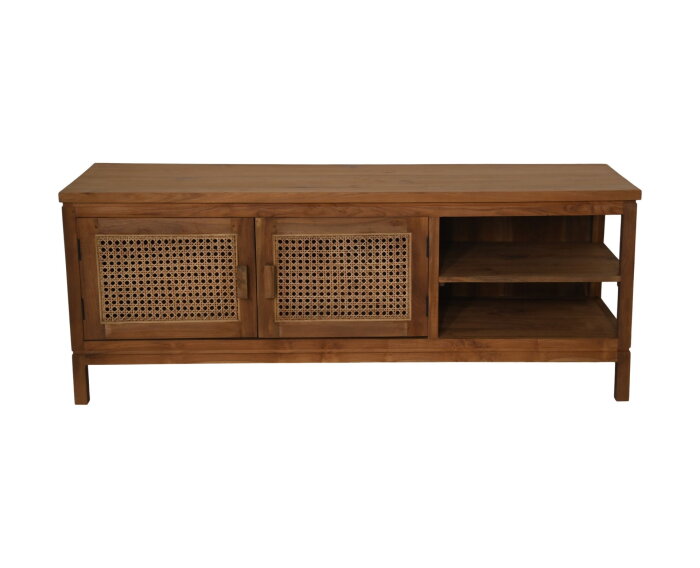 Tv meubel - 135x45x52 - Naturel - Teak/rotan