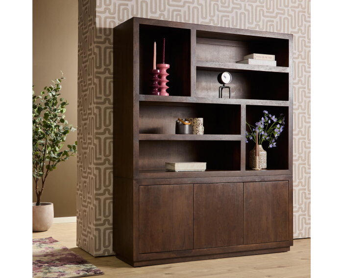 Vakkenkast Brussel XL Bruin Mangohout 160 cm