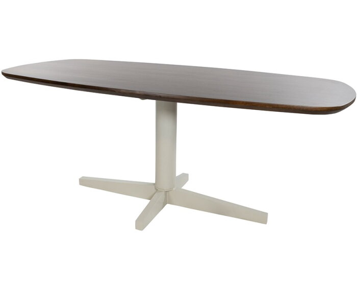 Eetkamertafel 160, deens ovaal, poot Beige, Mango Brown Walnut - Libra Table Collection