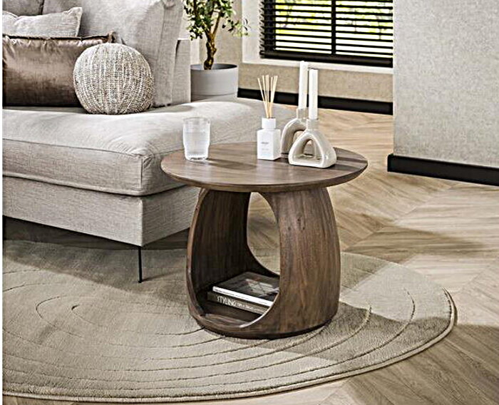Bijzettafel flow D60 solid - Massief acacia glaze brown