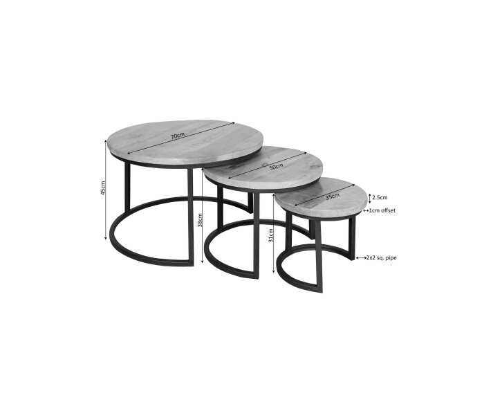 Salontafel set van 3 'Triplet'