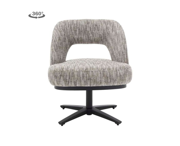 Eetkamerstoel Caldes draaibaar Chenille - TED 8 white-grey