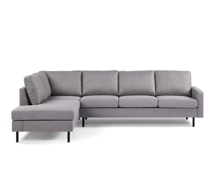 By-Olaf Hoekbank Malmo Links Grijs – 3-zits hoekbank - stof Malmo 90 - metalen poten – 268x189 cm