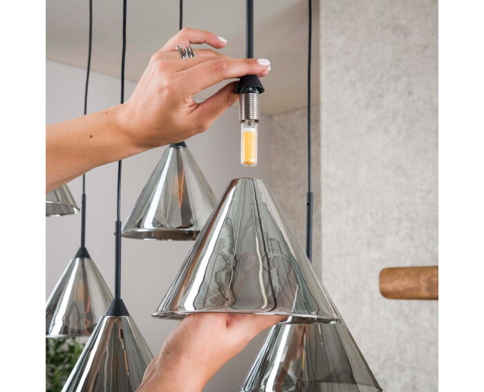 Hanglamp 5+4 tapse kap glas (G9) - Smoke grey glas