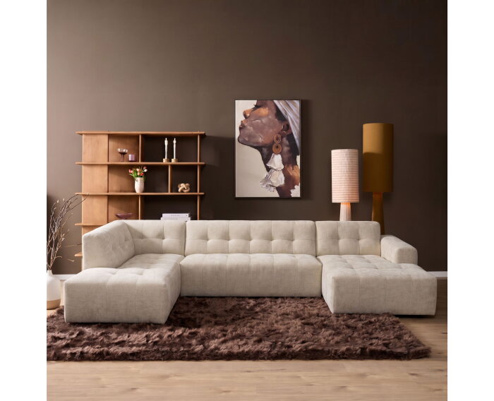 MySofa Ruby U-bank Beige Ottomane L + 2,5 + Lounge R
