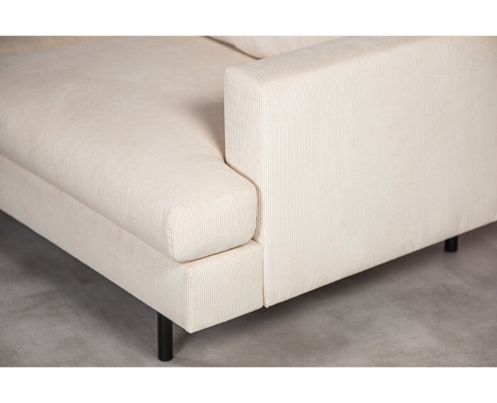 Hoekbank Caspian Links By-Olaf – Stof Fjord Beige ribstof – Metalen Poten – 3-zits Hoekbank - 264x186 cm