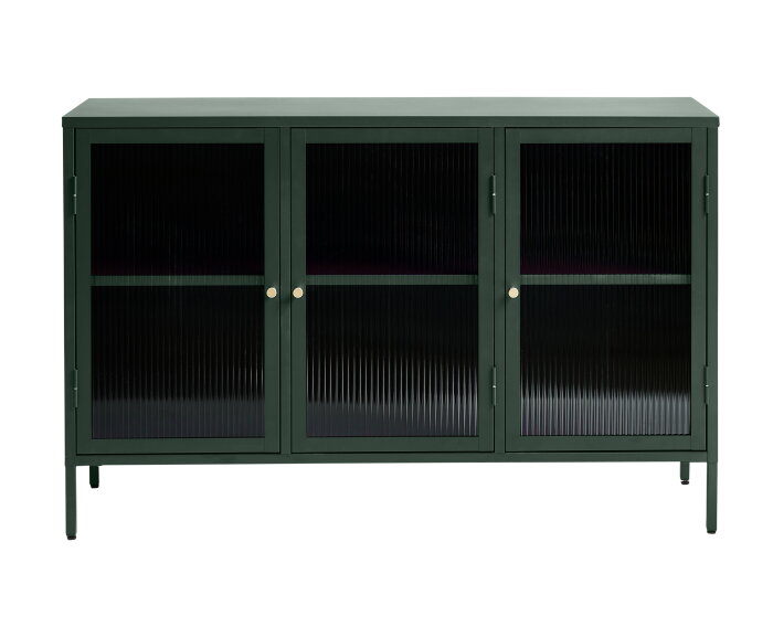 Dressoir Bronco metaal glas 132 cm - Groen