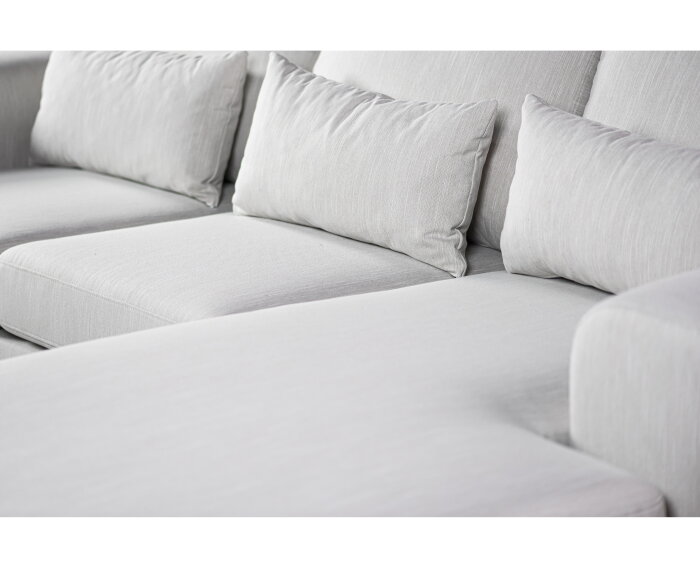 BY-OLAF Hoekbank Borneo met Chaise Longue – links of rechts - Beige Stof Melva 02 – 222x156 cm
