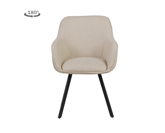Tower Living eetkamerstoel Borgo met armleuning draaibaar - Bjorn 24 Beige