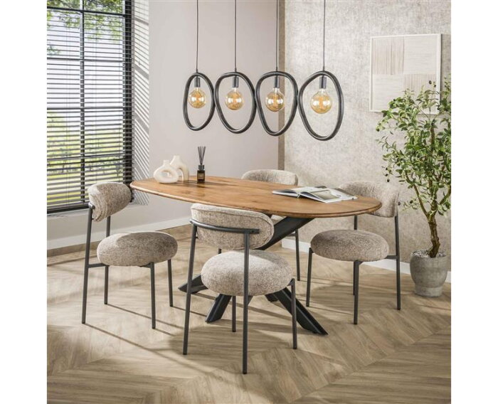 Hanglamp 4L organic steel - Artic zwart