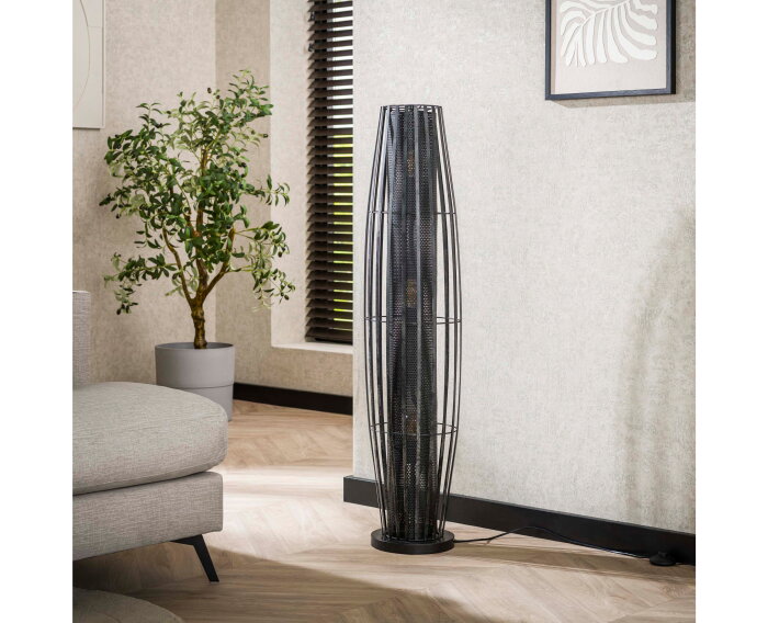 Vloerlamp 120 3L cylinder mesh - Charcoal