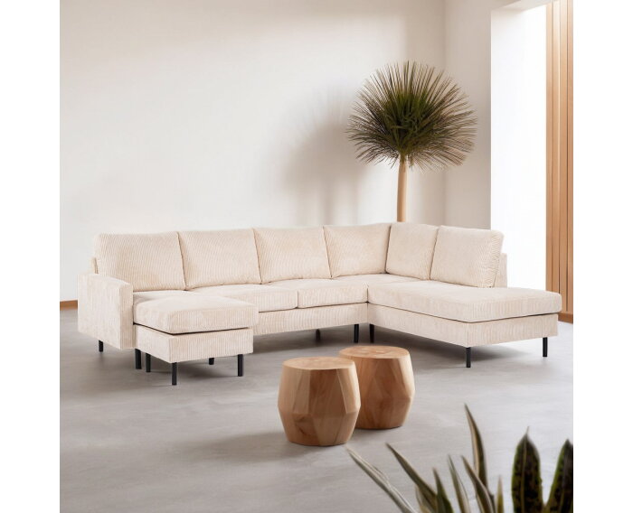 3 seater corner right, fabric Lincoln 03, RIB460 beige