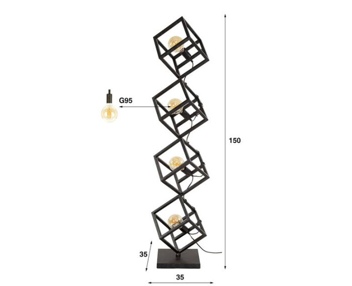 Vloerlamp 4L kubus - Charcoal