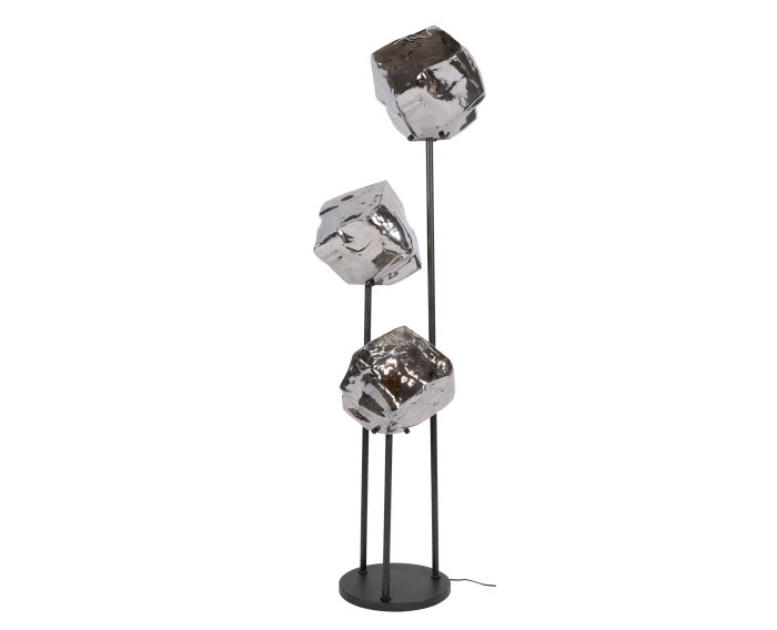 Vloerlamp Rock getrapt 3L - Chroom glas