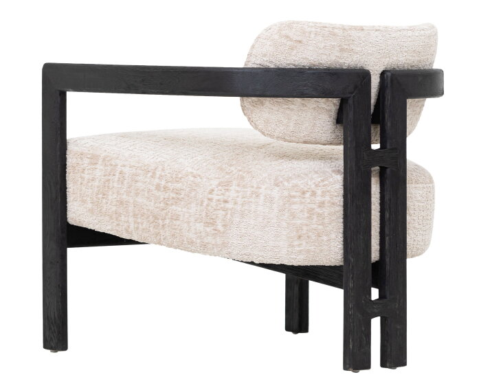 MUST Living fauteuil Kelly - Luxor Sand - zwart - 75x73x73 cm