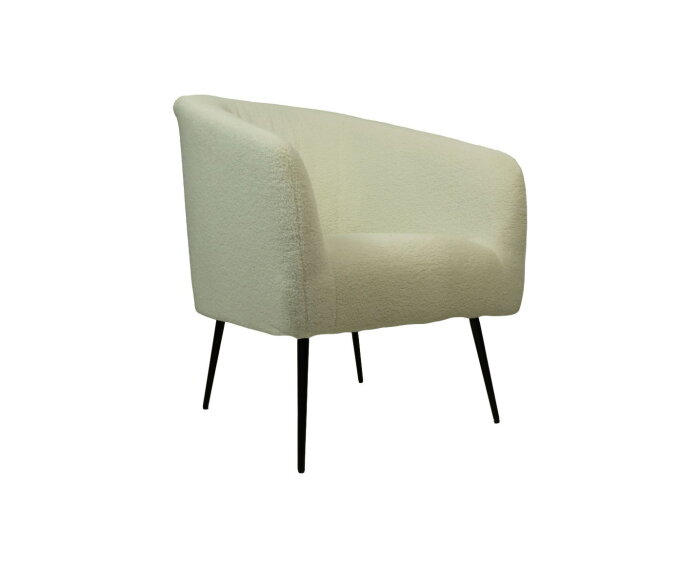 Fauteuil - 77x68x83 - Wit/zwart - Bouclé