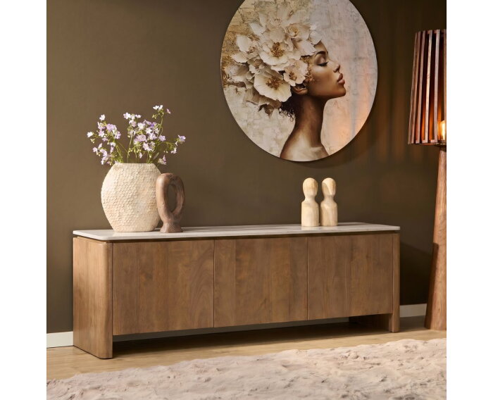 Tv meubel Dallas Naturel Mangohout 165 cm