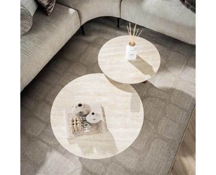 Salontafel set/2 Romano tapse voet - Ceramic travertine