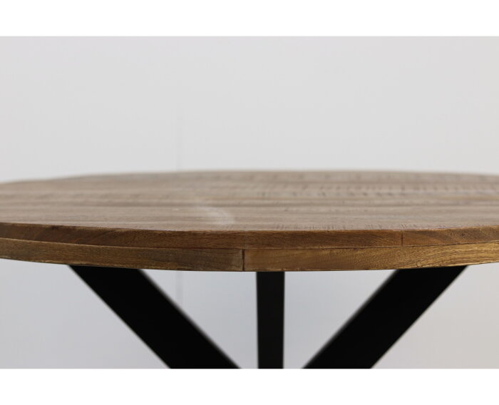 Ronde eettafel Melbourne - ø140x76 - Naturel/zwart - Mangohout/ijzer