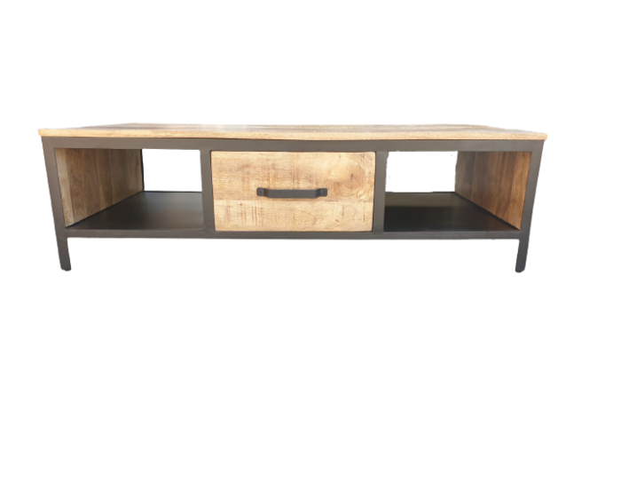 Salontafel Lizzy mangohout metaal 135 cm