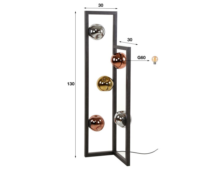 Vloerlamp 5L stellar - Artic zwart