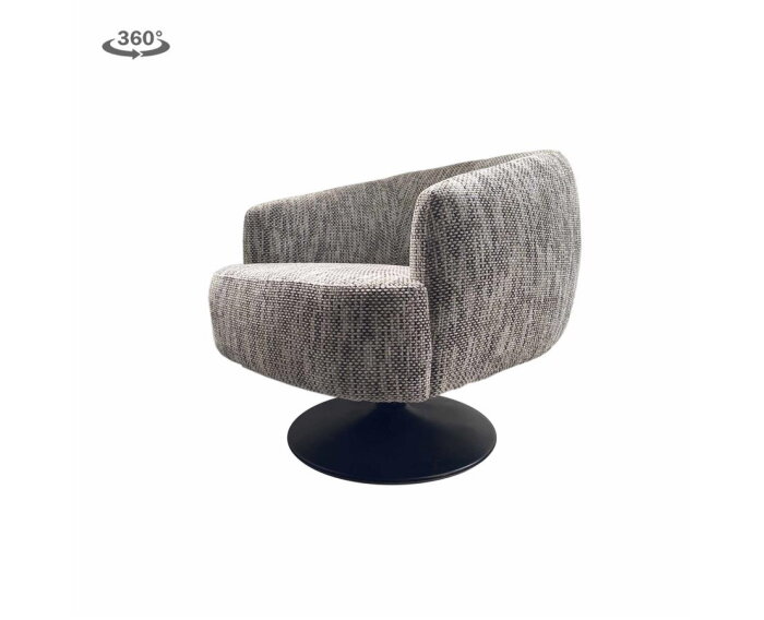 Barga Fauteuil - fabric TED 8 white-grey (draaibaar)