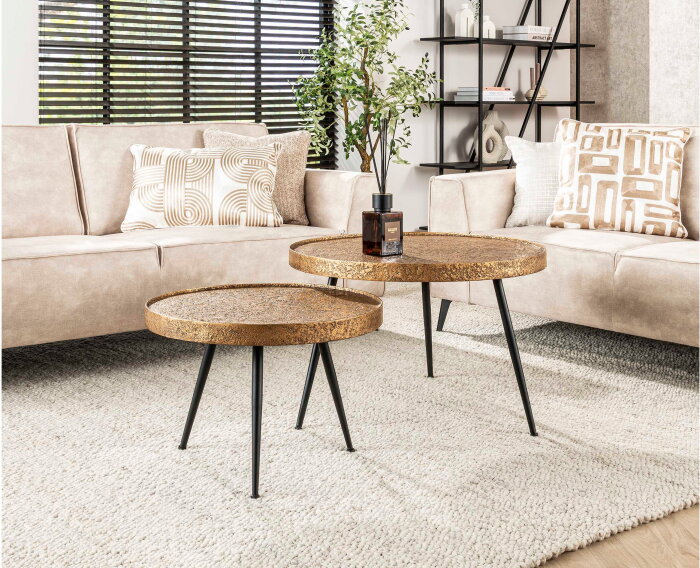 Salontafel Vera Set van 2 Metallic - Brons antiek