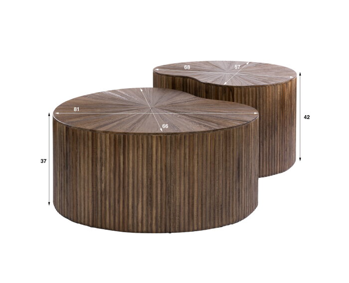 Salontafel Maya Teak niervormig set/2 - Massief teak espresso