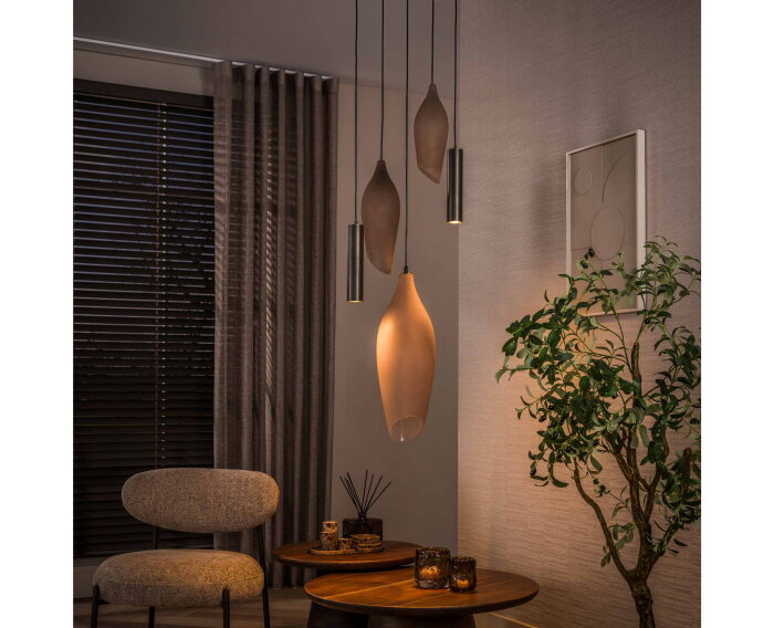 Hanglamp Cocoon pendel getrapt 5L - Sienna bruin-frosted