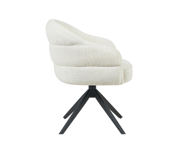 Eetkamerstoel Bella | Off White | Poot Black | Met armleuning