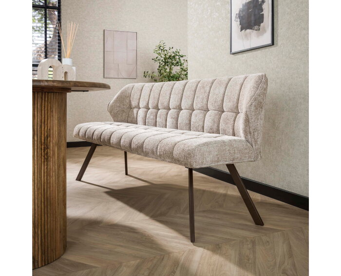 Eetkamerbank Raster - Hoven zand - bruin metaal - 180x58x81 cm