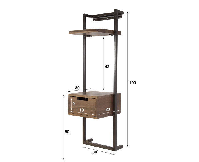 Nachtkastje air solid XS - Massief acacia drift brown