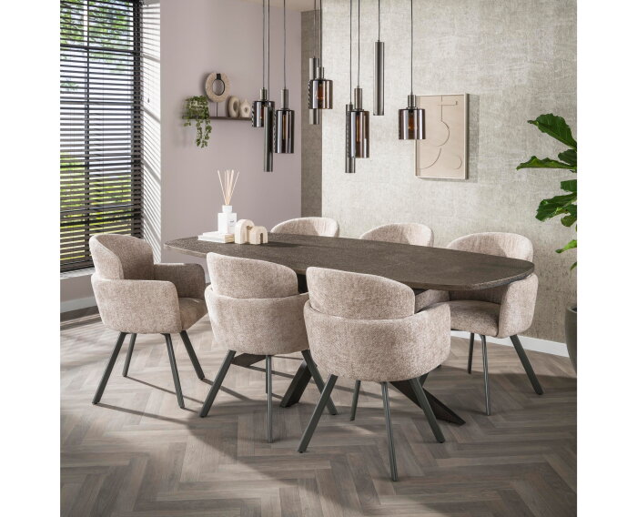 Eettafel 215 Bronvik deens ovaal - Bronze liquid metal