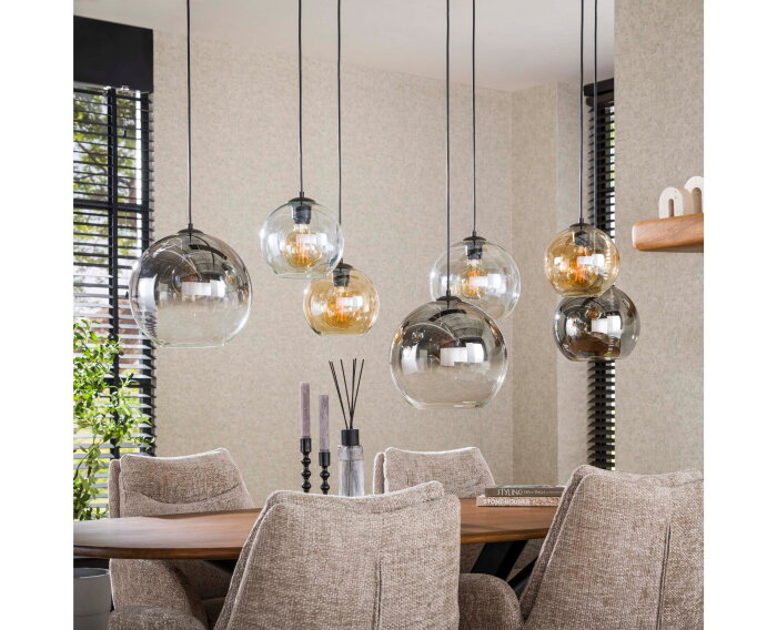 Hanglamp multi globe XL 7 lampen - Artic zwart