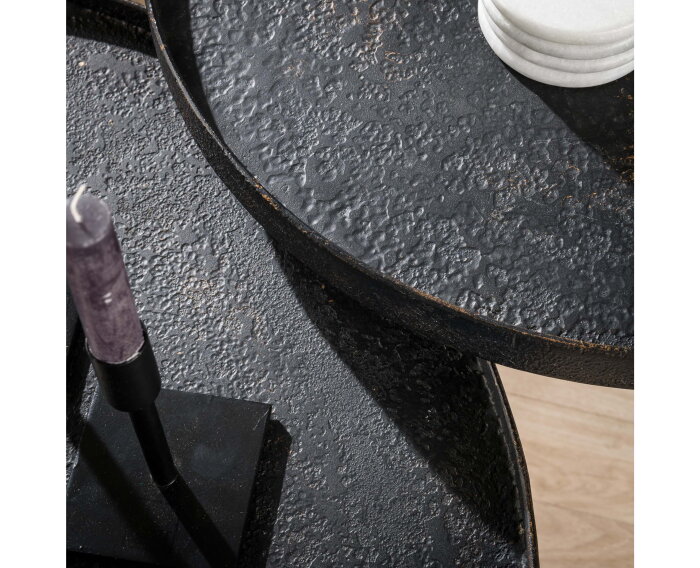 Salontafel Vera Set van 2 Metallic rond - Zwart