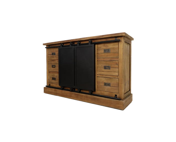 Dressoir Blackburn - 140X43X85- Naturel/zwart - Reclaimed teak/metaal