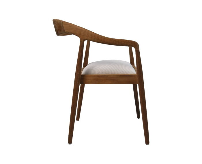 HSM Collection-Eetkamerstoel Wifera + zitting-55x41x78-Naturel/Wit-Teak/Stof