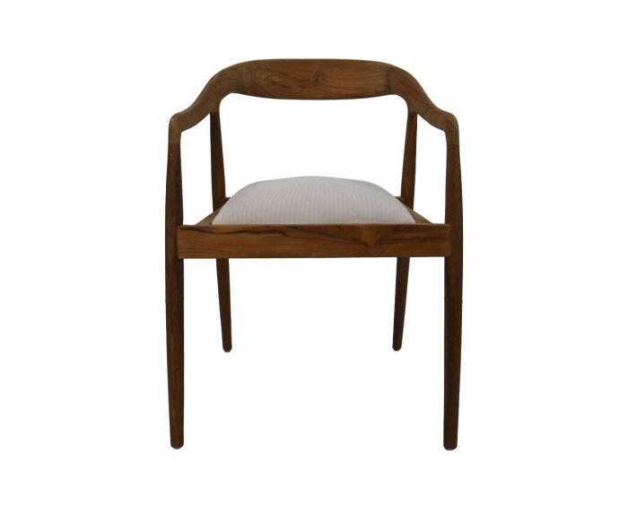 HSM Collection-Eetkamerstoel Wifera + zitting-55x41x78-Naturel/Wit-Teak/Stof