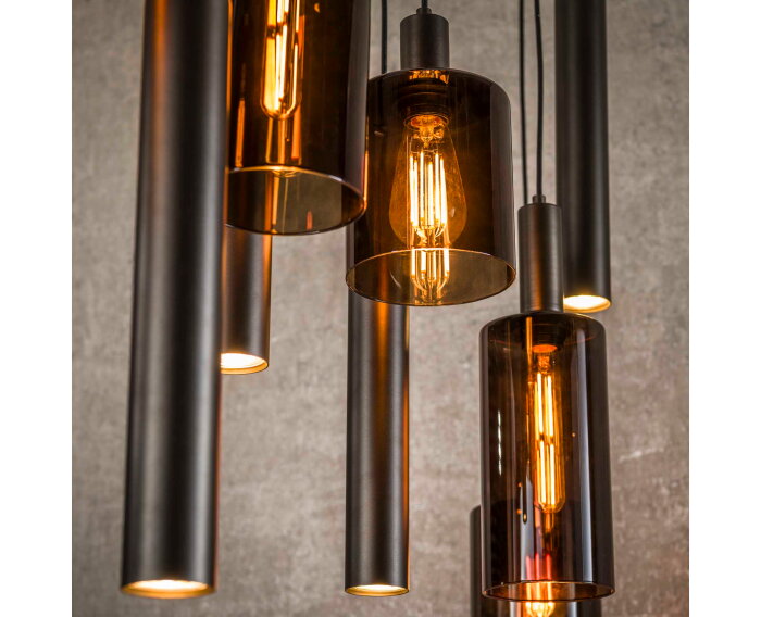 Hanglamp Sepiora 9 lampen - Sienna bruin - Hotel Chique - 116x22x150 cm - leeslamp