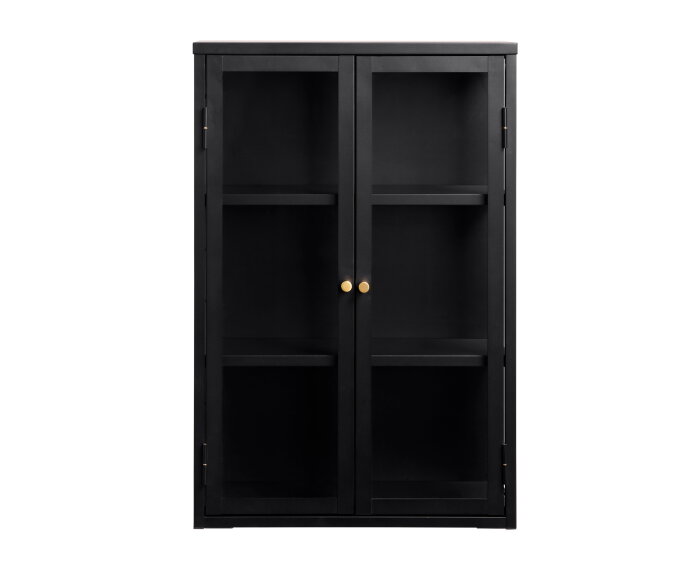 Wandkast Carmel met glas & metaal 90x60x25 cm - zwart