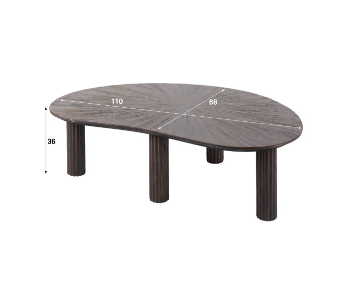 Salontafel 110cm niervormig Maya teak - Teak rust brown