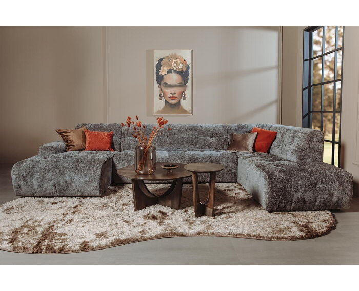 Tower Living U-bank Memphis Chaise L - 3-seater - Ottoman R - Haga 16 charcoal