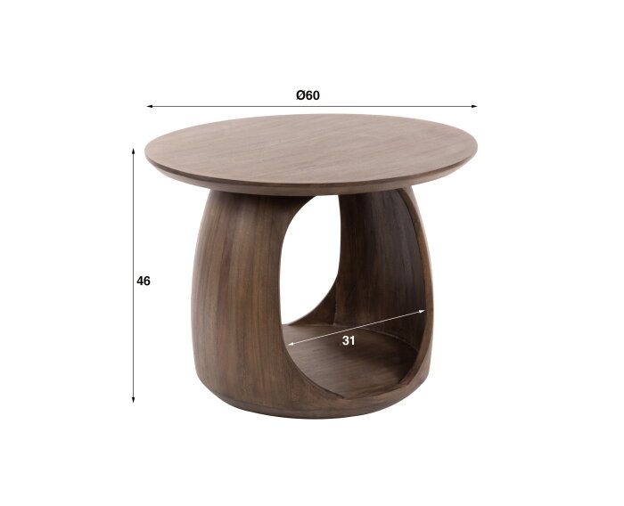 Bijzettafel flow D60 solid - Massief acacia glaze brown