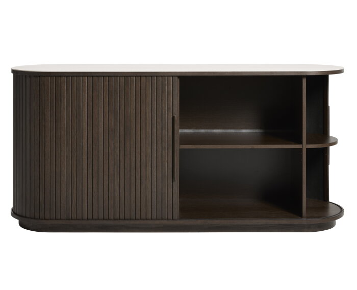 Dressoir Enna 165 cm - dark espresso eiken - travertin keramiek