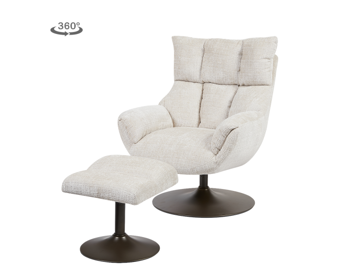 Force Fauteuil met voetenbank - Cremona 02 sand (draaibaar)